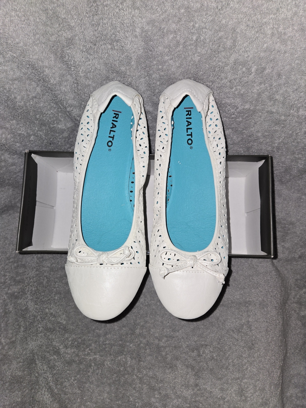 Rialto Women's White Perforated Ballet Flats